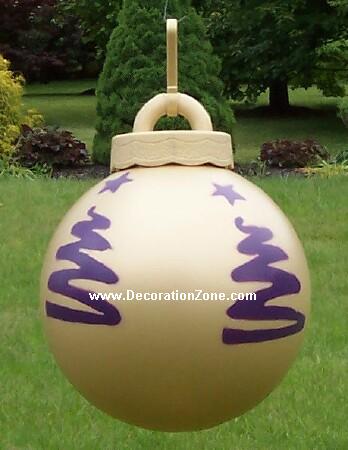 Lighted Christmas Ball - Gold with Tree Design