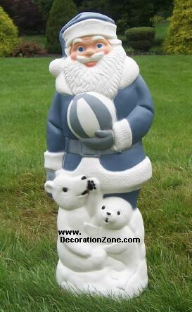 Santa with Polar Bear, Seal and a Ball - Blue