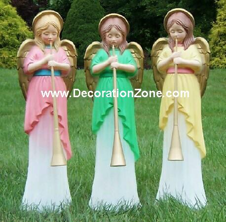 3 Angels with Horns (Yellow, Green, Pink)