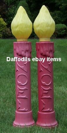 USED LARGE RED CHRISTMAS NOEL CANDLES SET BLOWMOLD #2