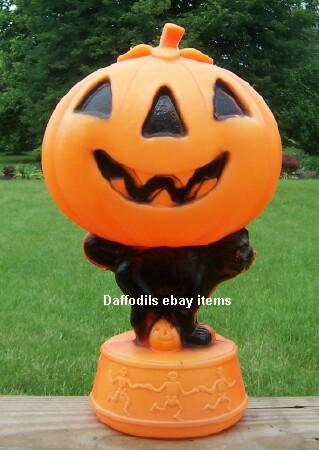 USED DANCING SKELETONS CAT PUMPKIN HALLOWEEN BLOWMOLD #2