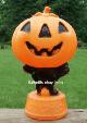USED DANCING SKELETONS CAT PUMPKIN HALLOWEEN BLOWMOLD #2